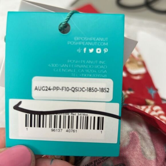 Posh Peanut Bamboo Gingerbread LaneRed sip up footie Holiday NWT size 3-6 months - Picture 10 of 11